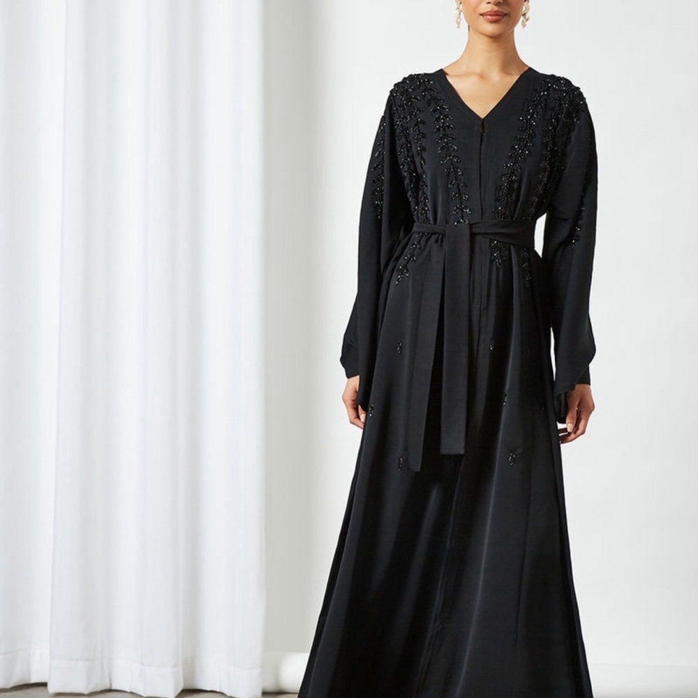 Black beaded abaya
